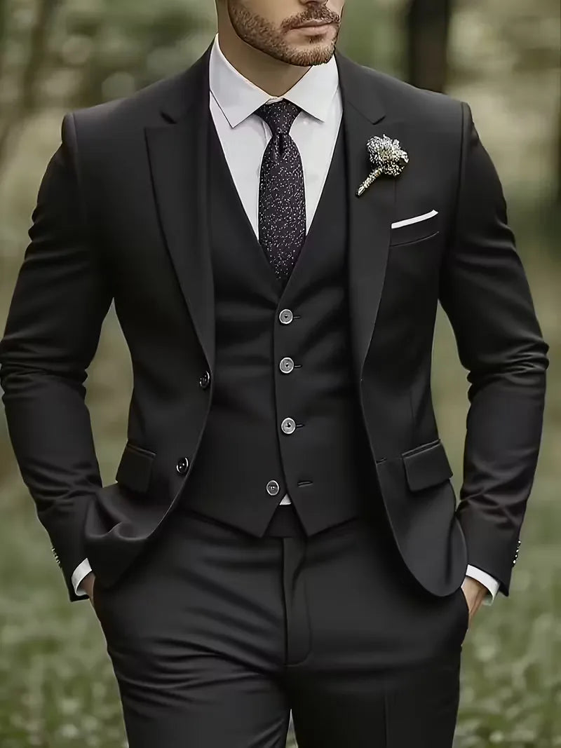 Frederik | Tre-Delt Jakkesæt Cremefarvet Slim Fit Vest til Mænd