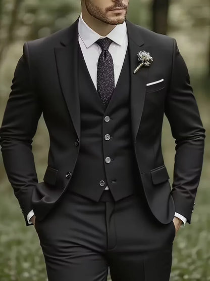 Frederik | Tre-Delt Jakkesæt Cremefarvet Slim Fit Vest til Mænd