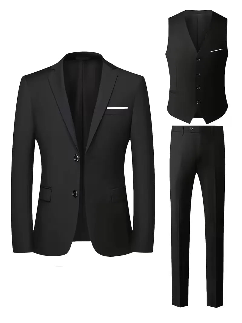 Frederik | Tre-Delt Jakkesæt Cremefarvet Slim Fit Vest til Mænd