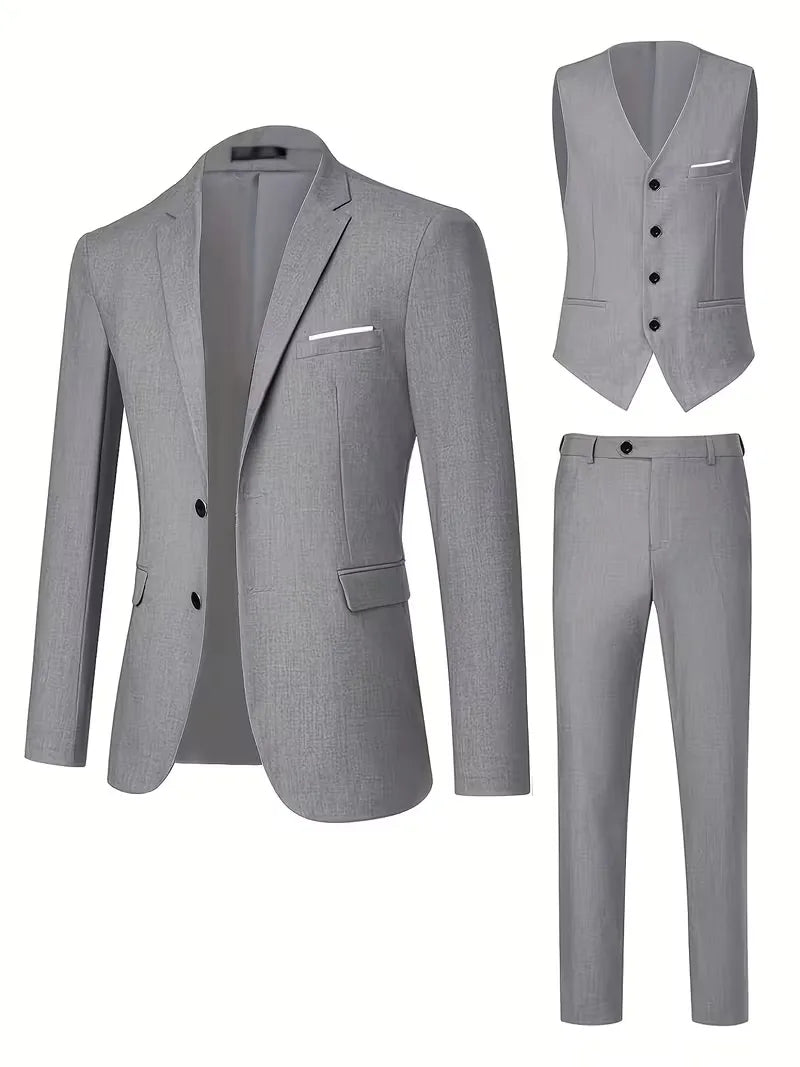 Frederik | Tre-Delt Jakkesæt Cremefarvet Slim Fit Vest til Mænd