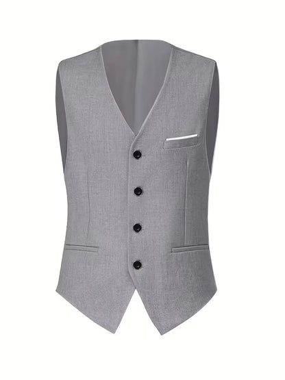 Frederik | Tre-Delt Jakkesæt Cremefarvet Slim Fit Vest til Mænd