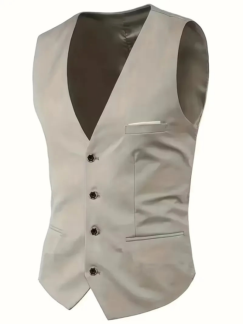 Frederik | Tre-Delt Jakkesæt Cremefarvet Slim Fit Vest til Mænd