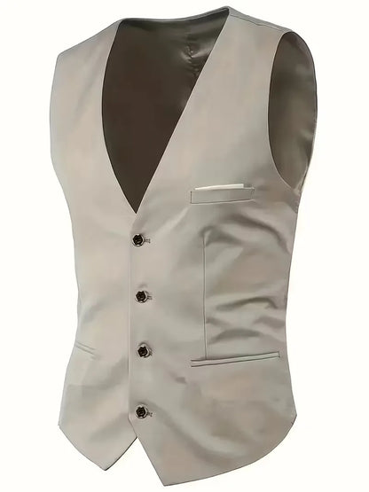 Frederik | Tre-Delt Jakkesæt Cremefarvet Slim Fit Vest til Mænd