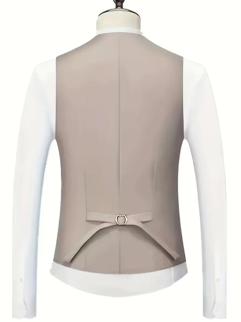 Frederik | Tre-Delt Jakkesæt Cremefarvet Slim Fit Vest til Mænd