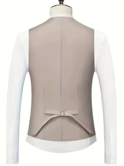 Frederik | Tre-Delt Jakkesæt Cremefarvet Slim Fit Vest til Mænd