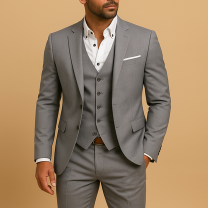 Sigurd | Tre-Delt Habit Sort Slim Fit med Vest til Mænd