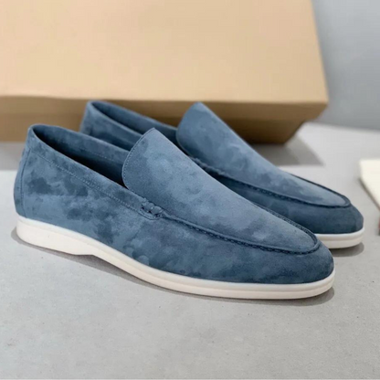 Léonie | Loafers Beige Ruskind Slip-On Flade til Kvinder