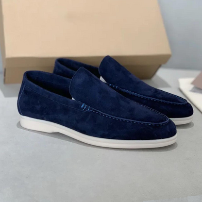Léonie | Loafers Beige Ruskind Slip-On Flade til Kvinder