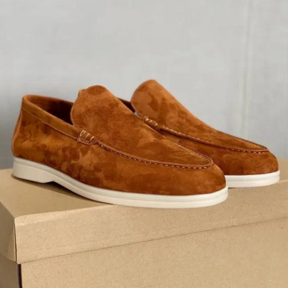 Léonie | Loafers Beige Ruskind Slip-On Flade til Kvinder