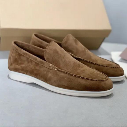 Léonie | Loafers Beige Ruskind Slip-On Flade til Kvinder