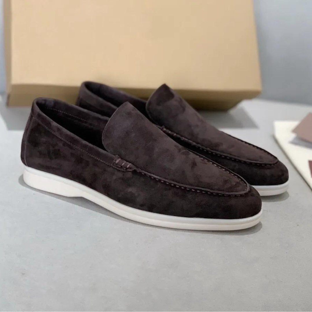 Léonie | Loafers Beige Ruskind Slip-On Flade til Kvinder
