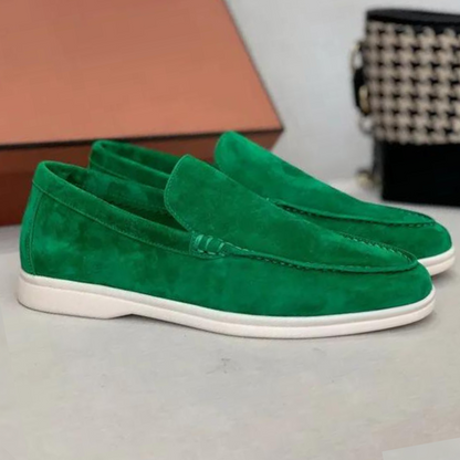 Léonie | Loafers Beige Ruskind Slip-On Flade til Kvinder
