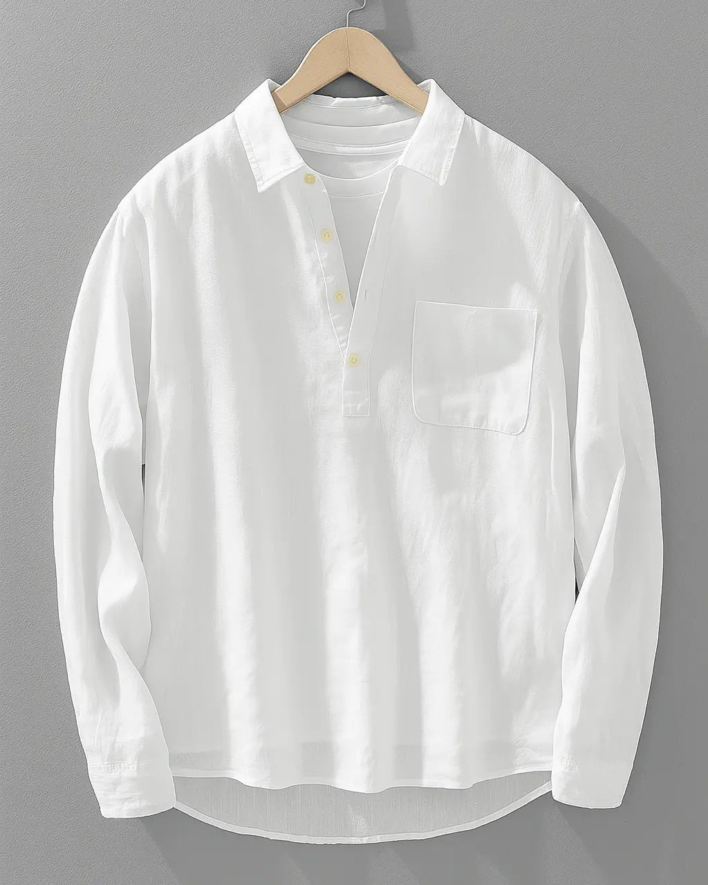 Elias | Popover Skjorte Marineblå Bomuld-Hør Oversized til Mænd