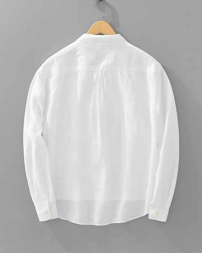 Elias | Popover Skjorte Marineblå Bomuld-Hør Oversized til Mænd