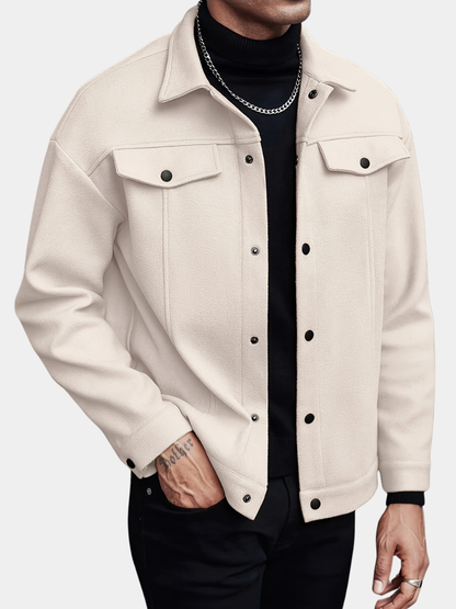 Gert | Herrejakke Cremehvid Uld-look Regular Fit til Mænd