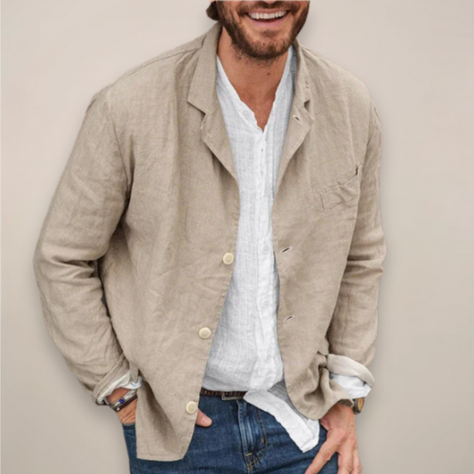 Sebastian | Herre Blazer Beige Hør Afslappet Pasform til Mænd