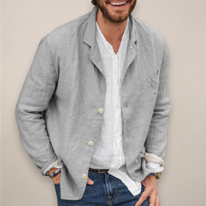 Sebastian | Herre Blazer Beige Hør Afslappet Pasform til Mænd