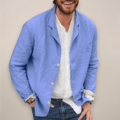 Sebastian | Herre Blazer Beige Hør Afslappet Pasform til Mænd