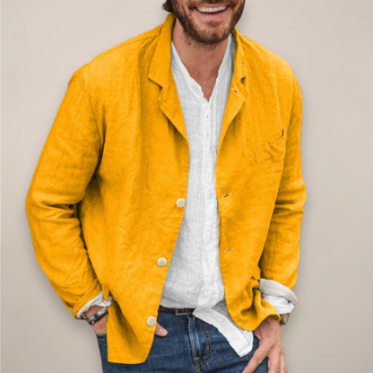 Sebastian | Herre Blazer Beige Hør Afslappet Pasform til Mænd