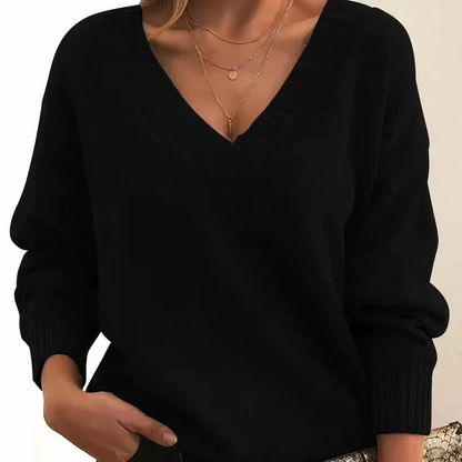 Mirande | Sweater Rosa Strik V-hals Langærmet til Kvinder