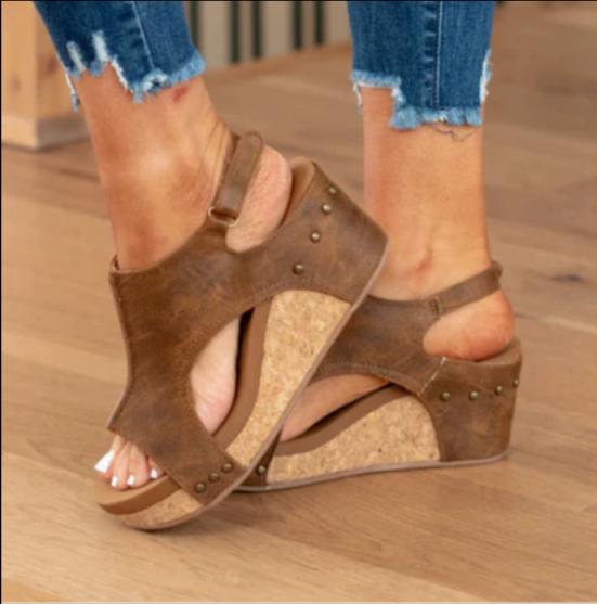 Adele | Sandaler Sort Kunstlæder Kilehæl Slingback til Kvinder