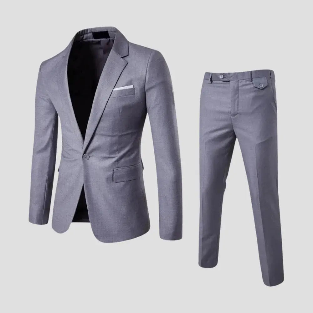Frederik | Herrejakke Grå Slim Fit To-Delt Sæt til Mænd