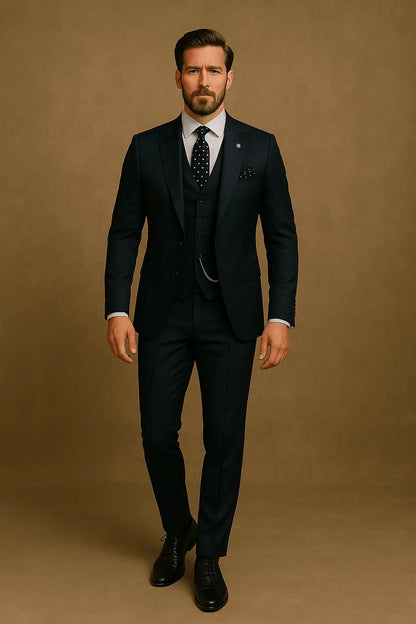 Florian | Tredelt Herresuit Flaskegrøn Slim Fit med Vest til Mænd