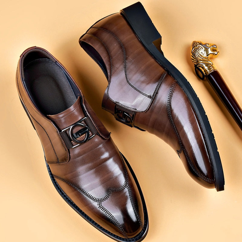 Vilhelm | Loafers Mørkebrun Læderlook Spændedetalje til Mænd