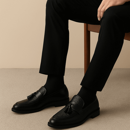 Halfdan | Loafers Sort Kunstlæder Med Kvaster til Mænd
