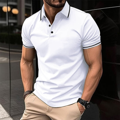 Marco | Poloskjorte Hvid Slim Fit Kortærmet til Mænd