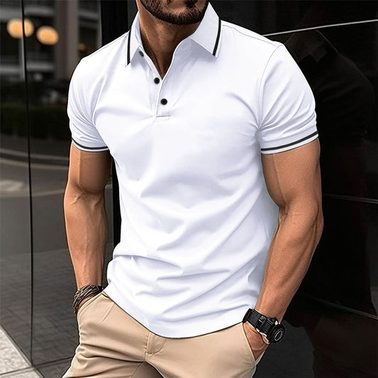 Marco | Poloskjorte Hvid Slim Fit Kortærmet til Mænd