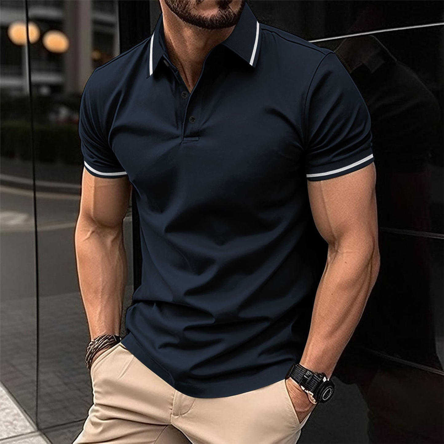 Marco | Poloskjorte Hvid Slim Fit Kortærmet til Mænd