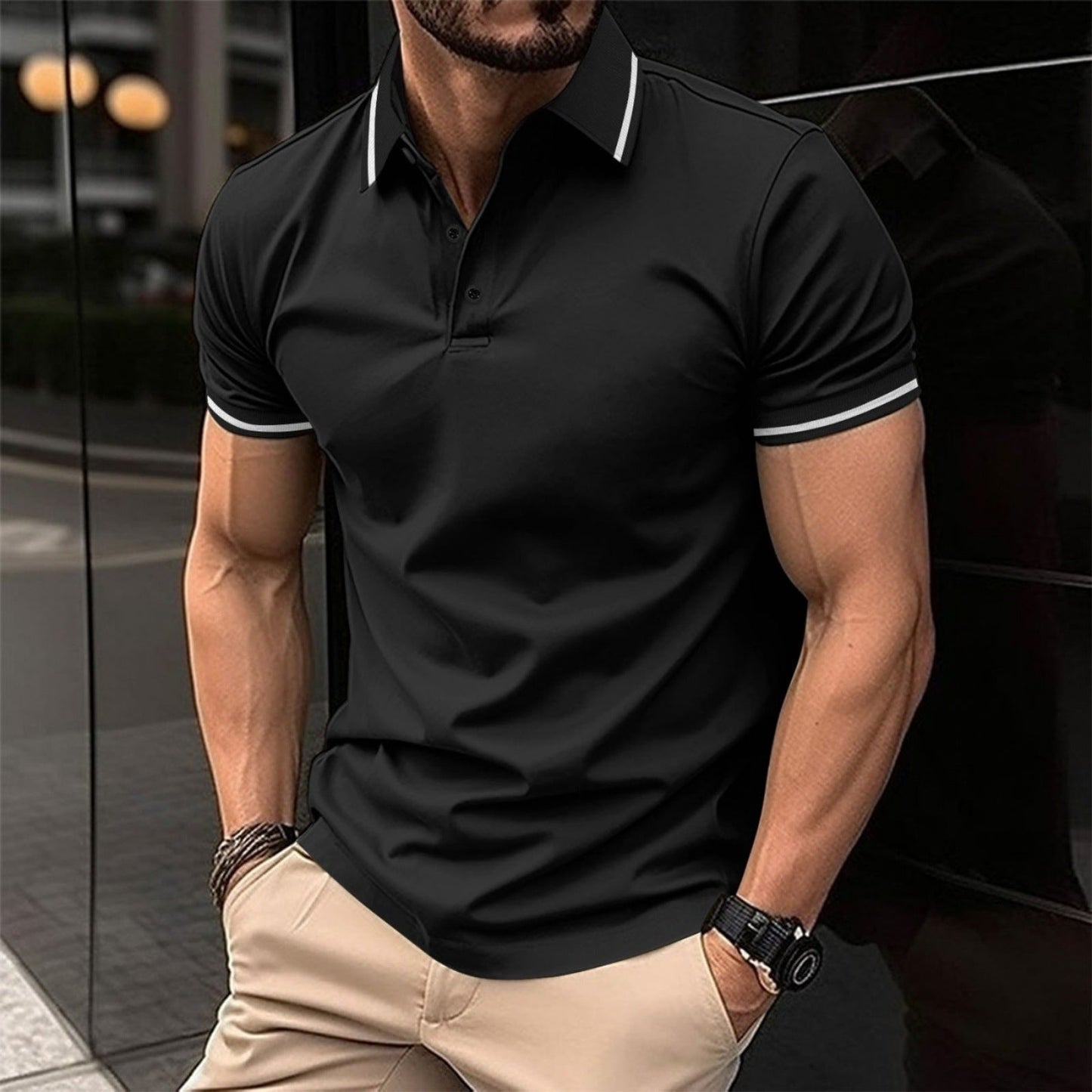 Marco | Poloskjorte Hvid Slim Fit Kortærmet til Mænd