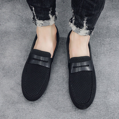Søren | Loafers Sort Mesh Læderrem Slip-On til Mænd