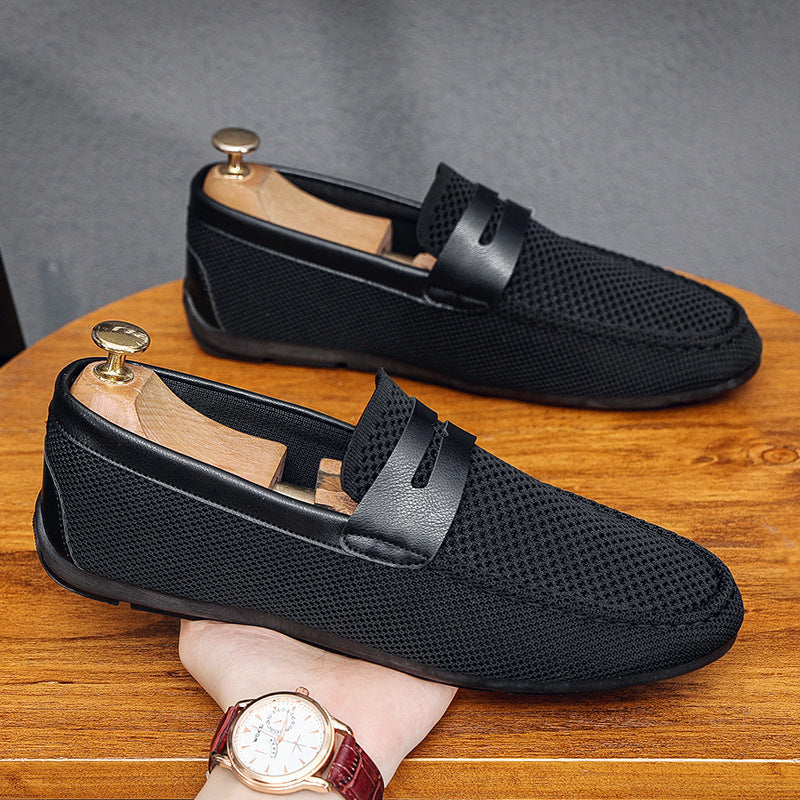 Søren | Loafers Sort Mesh Læderrem Slip-On til Mænd