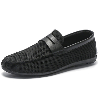 Søren | Loafers Sort Mesh Læderrem Slip-On til Mænd