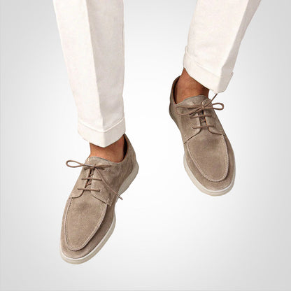 Gustav | Loafers Navyblå Ruskindslook med Snørebånd til Mænd