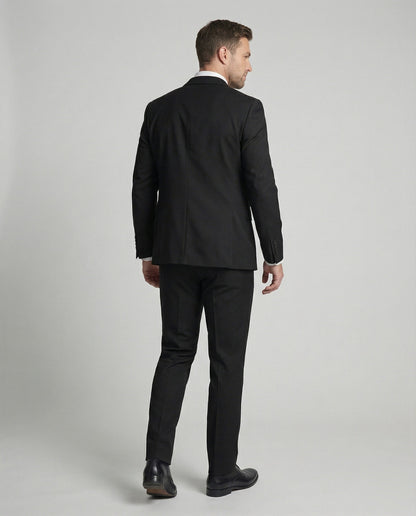 Gabriel | Tre-Delt Habit Sort Slim Fit med Vest til Mænd