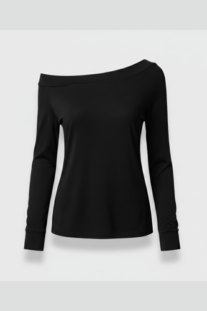 Clemence | Top Sort Asymmetrisk Skulder til Kvinder