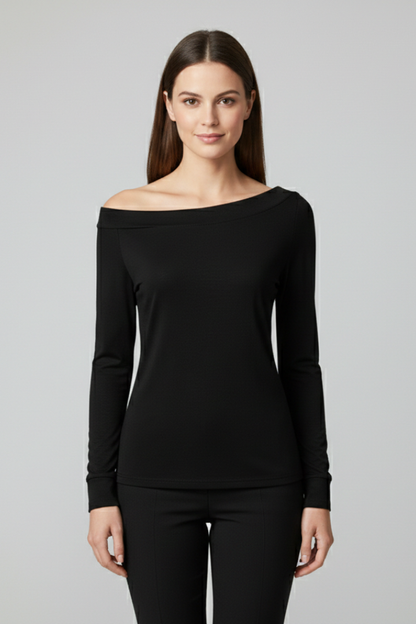 Clemence | Top Sort Asymmetrisk Skulder til Kvinder