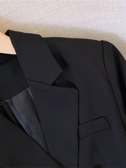 Louise | Blazer Sort Vævet Dobbeltradet med Guldknapper til Kvinder