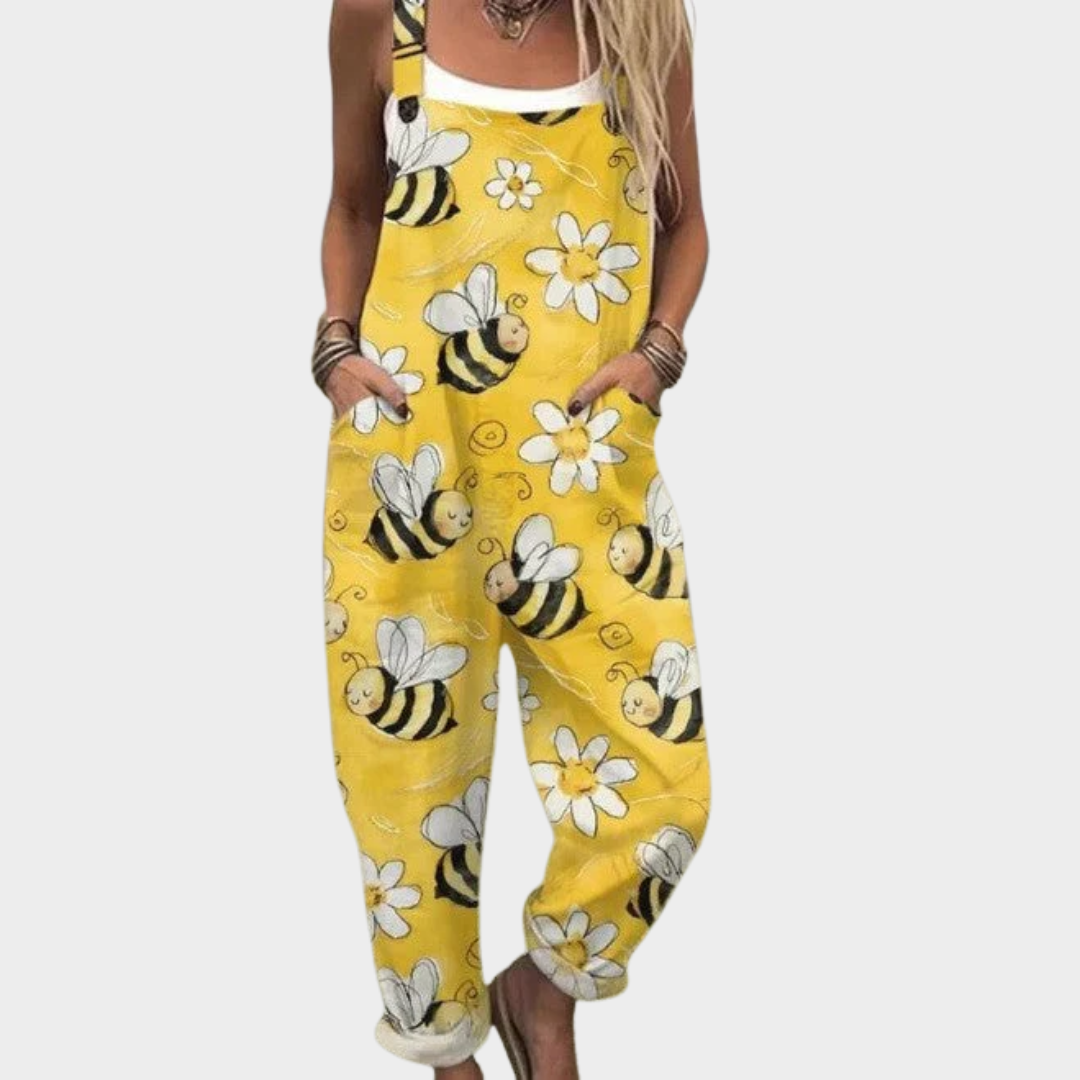 Céliane | Jumpsuit Gul Bietryk Afslappet Selebukser til Kvinder