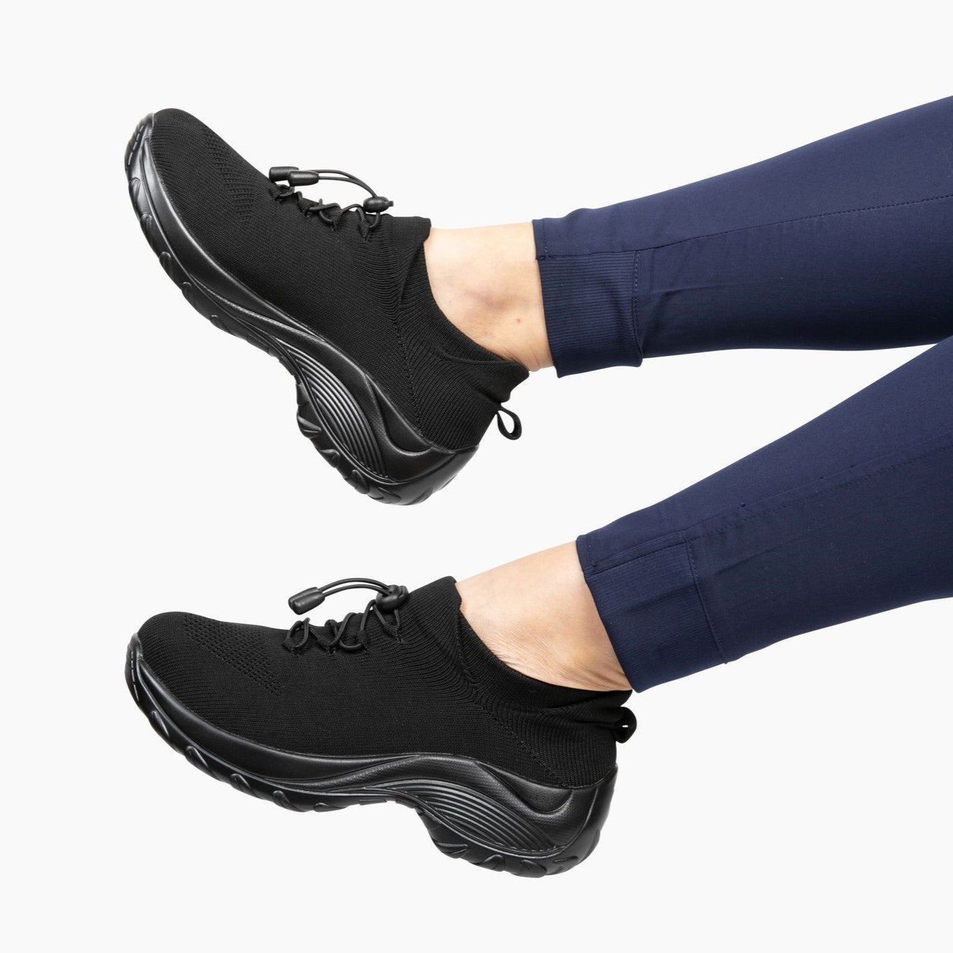 Solange | Sneakers Sort Strik Plateausål Komfort til Kvinder