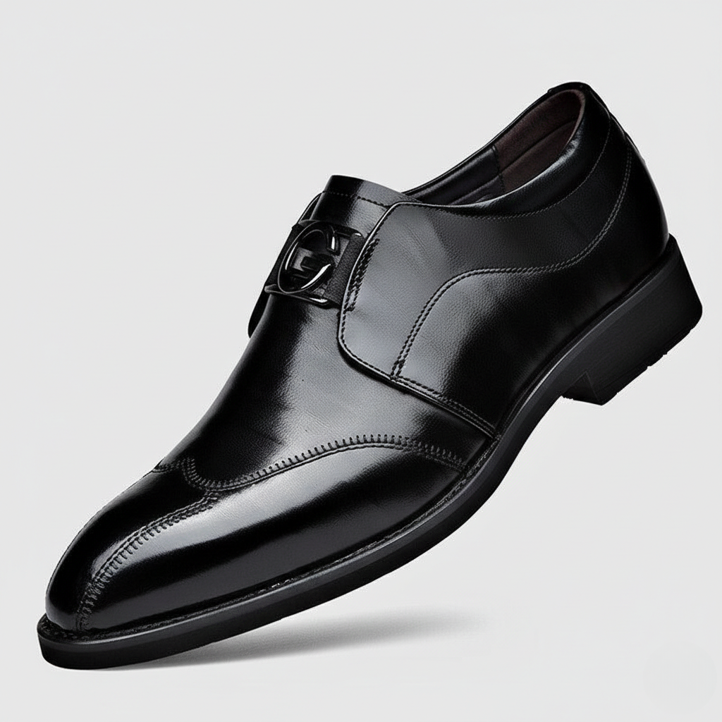 Vilhelm | Loafers Mørkebrun Læderlook Spændedetalje til Mænd