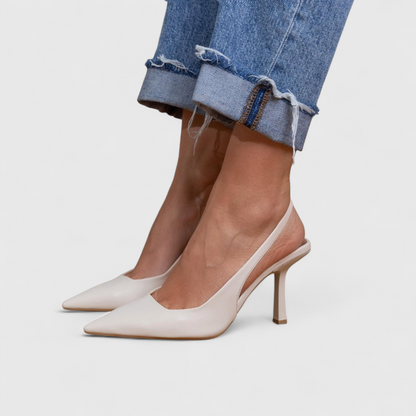 Marta | Slingback Pumps Beige Ruskind Spidssnude Stilethæl til Kvinder