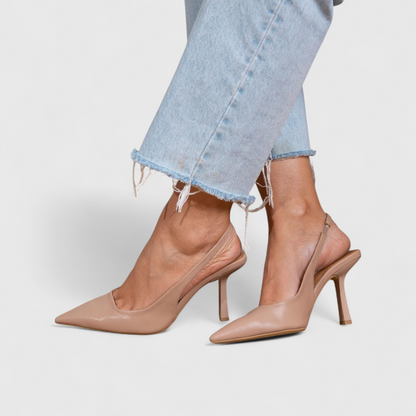 Marta | Slingback Pumps Beige Ruskind Spidssnude Stilethæl til Kvinder