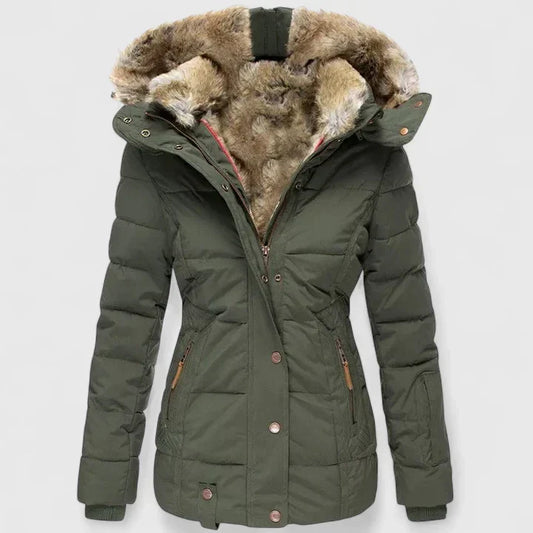 Ingeborg | Quilted Winter Jacket with Fur Hood for Women