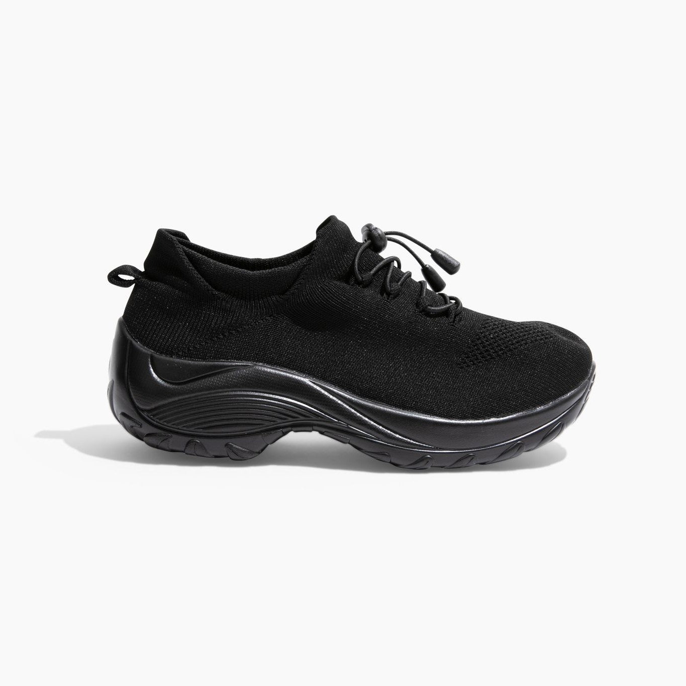 Solange | Sneakers Sort Strik Plateausål Komfort til Kvinder