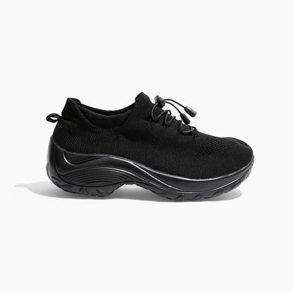 Solange | Sneakers Sort Strik Plateausål Komfort til Kvinder