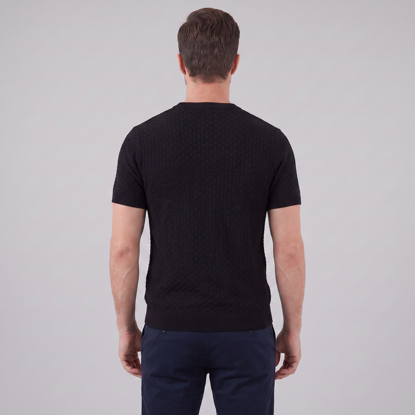 David | Strik T-Shirt Beige Kurveflet Regular Fit til Mænd